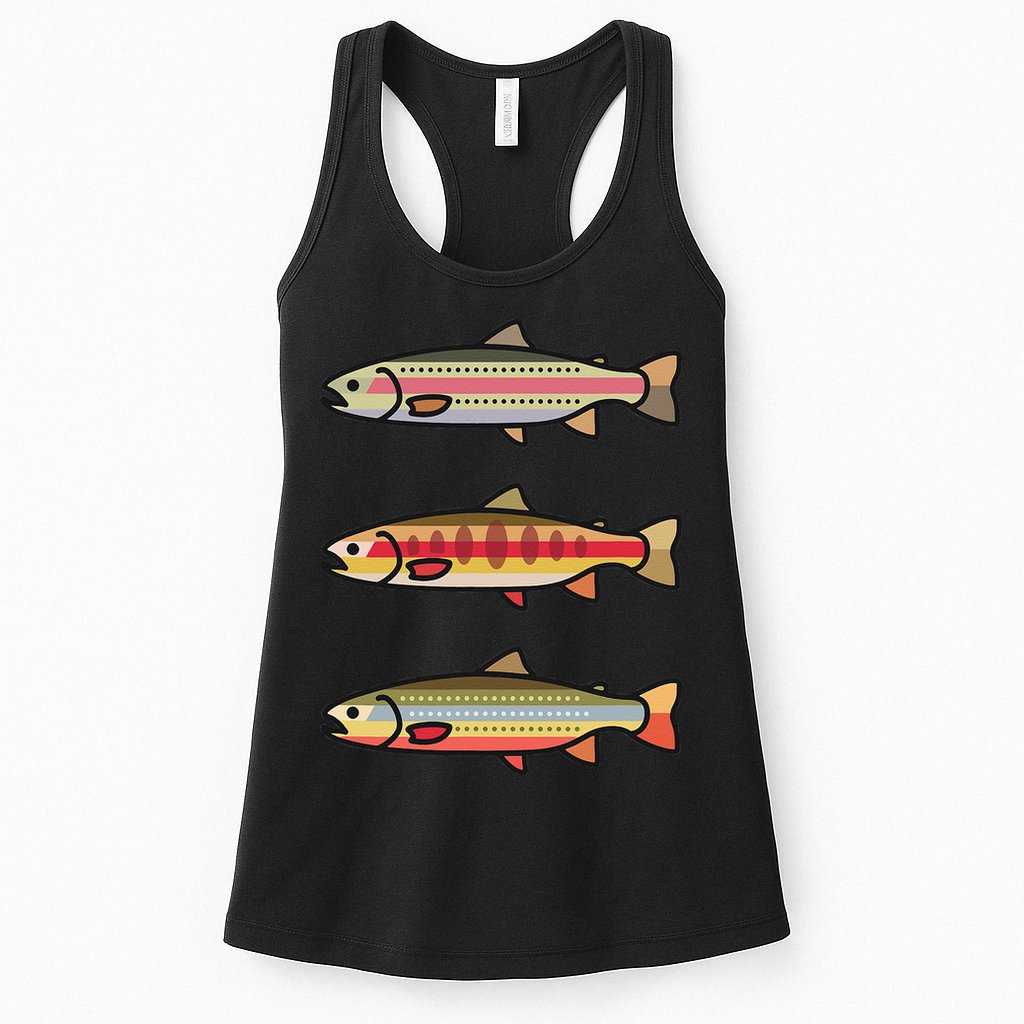 Rainbow Golden Brook Trout Fishing Gift For Anglers Womens Tank Top