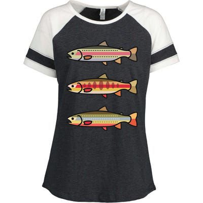 Rainbow Golden Brook Trout Fishing Gift For Anglers Enza Ladies Jersey Colorblock Tee