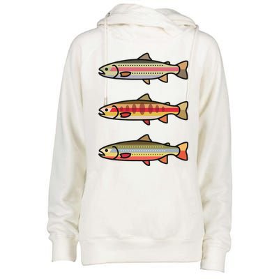 Rainbow Golden Brook Trout Fishing Gift For Anglers Womens Funnel Neck Pullover Hood