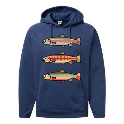 Rainbow Golden Brook Trout Fishing Gift For Anglers Performance Fleece Hoodie