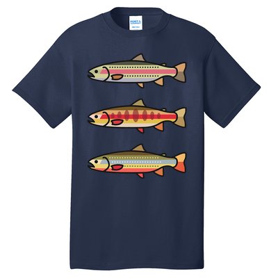 Rainbow Golden Brook Trout Fishing Gift For Anglers Tall T-Shirt