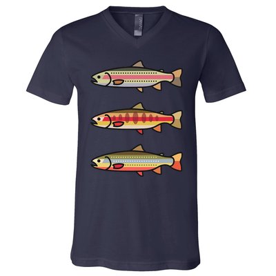 Rainbow Golden Brook Trout Fishing Gift For Anglers V-Neck T-Shirt