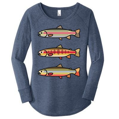 Rainbow Golden Brook Trout Fishing Gift For Anglers Women's Perfect Tri Tunic Long Sleeve Shirt