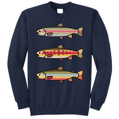 Rainbow Golden Brook Trout Fishing Gift For Anglers Tall Sweatshirt