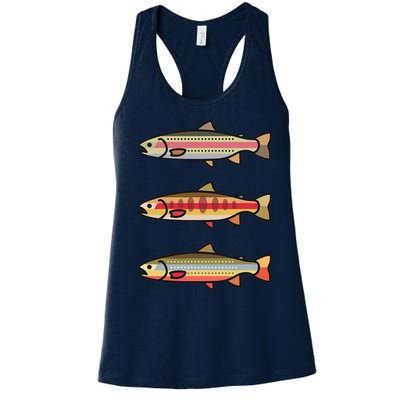 Rainbow Golden Brook Trout Fishing Gift For Anglers Women's Racerback Tank