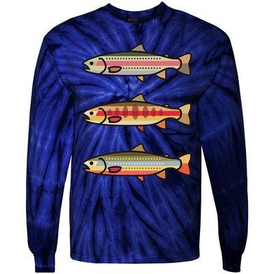 Rainbow Golden Brook Trout Fishing Gift For Anglers Tie-Dye Long Sleeve Shirt