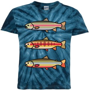 Rainbow Golden Brook Trout Fishing Gift For Anglers Kids Tie-Dye T-Shirt