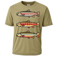 Rainbow Golden Brook Trout Fishing Gift For Anglers Cooling Performance Crew T-Shirt