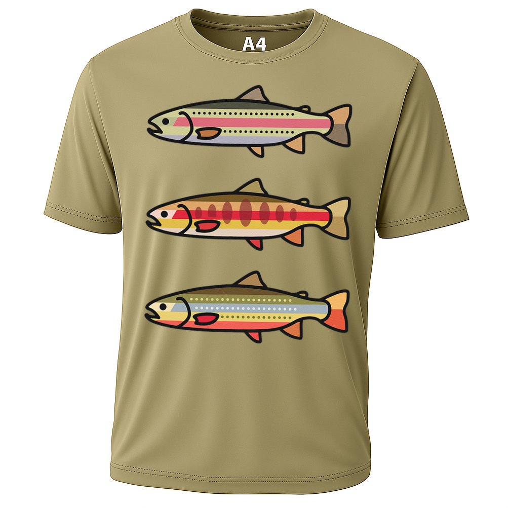 Rainbow Golden Brook Trout Fishing Gift For Anglers Cooling Performance Crew T-Shirt