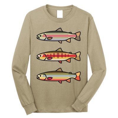 Rainbow Golden Brook Trout Fishing Gift For Anglers Long Sleeve Shirt