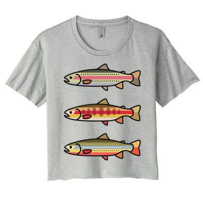 Rainbow Golden Brook Trout Fishing Gift For Anglers Women's Crop Top Tee