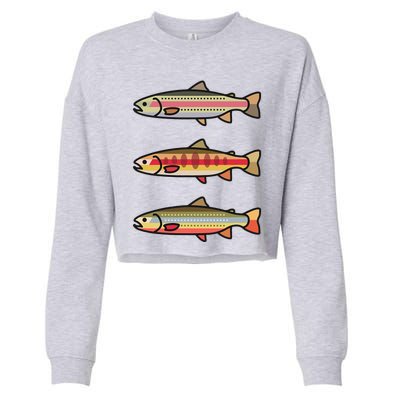 Rainbow Golden Brook Trout Fishing Gift For Anglers Cropped Pullover Crew