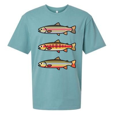 Rainbow Golden Brook Trout Fishing Gift For Anglers Sueded Cloud Jersey T-Shirt