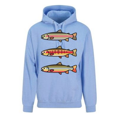 Rainbow Golden Brook Trout Fishing Gift For Anglers Unisex Surf Hoodie