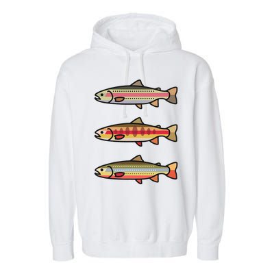 Rainbow Golden Brook Trout Fishing Gift For Anglers Garment-Dyed Fleece Hoodie