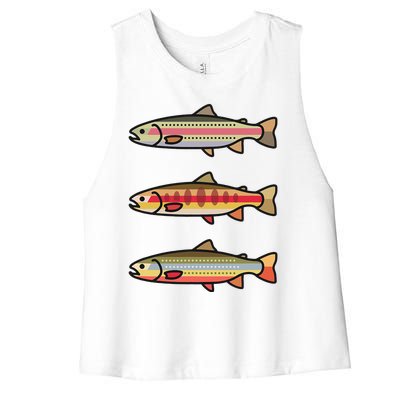 Rainbow Golden Brook Trout Fishing Gift For Anglers Women's Racerback Cropped Tank