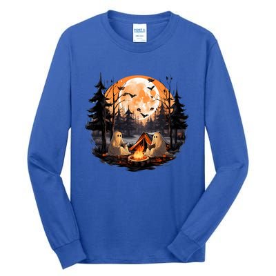 Retro Ghost Book Reading Camping Gothic Halloween Cool Gift Tall Long Sleeve T-Shirt