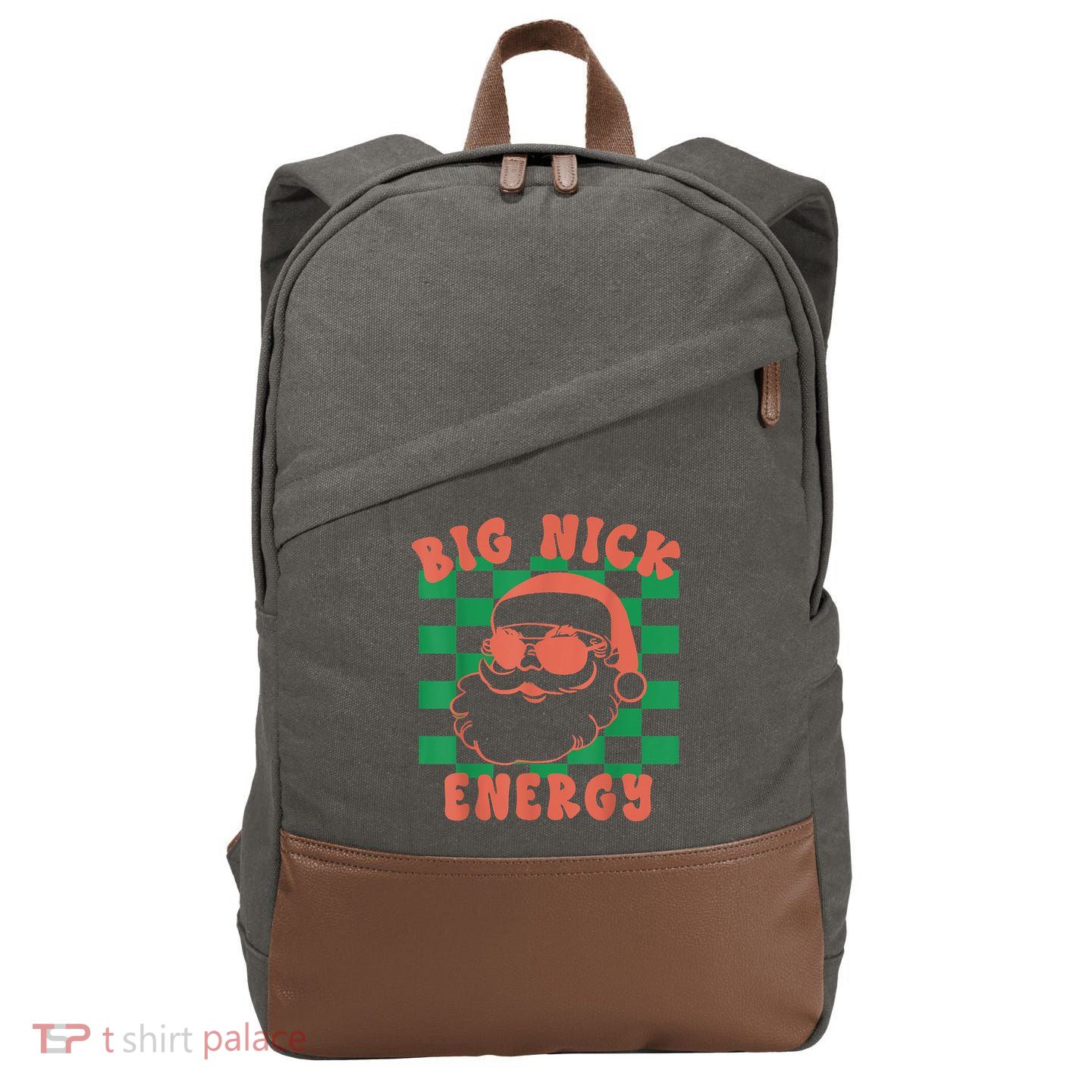Retro Groovy Big Nick Santa Energy Christmas Trendy 2022 Cotton Canvas Backpack