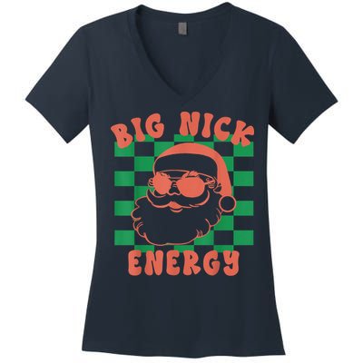 Retro Groovy Big Nick Santa Energy Christmas Trendy 2022 Women's V-Neck T-Shirt