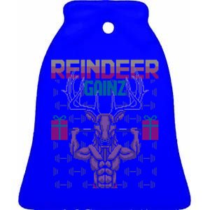 Reindeer Gainz Brodolf Ugly Christmas Sweater Gym Workout Cute Gift Ceramic Bell Ornament