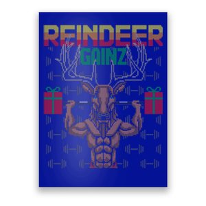 Reindeer Gainz Brodolf Ugly Christmas Sweater Gym Workout Cute Gift Poster