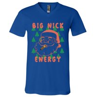 Retro Groovy Big Nick Santa Energy Christmas Xmas 2024 Funny Gift V-Neck T-Shirt