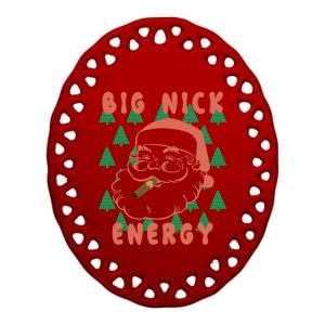 Retro Groovy Big Nick Santa Energy Christmas Xmas 2024 Funny Gift Ceramic Oval Ornament