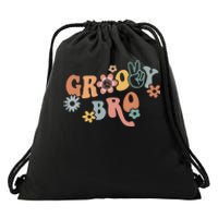 Retro Groovy Brother Matching Family 1st Birthday Party Drawstring Bag