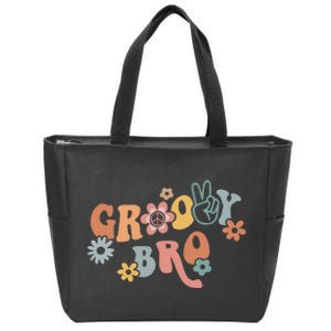 Retro Groovy Brother Matching Family 1st Birthday Party Zip Tote Bag