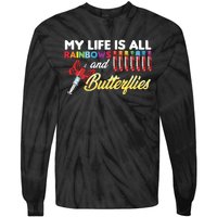 Reaction Glass Butterfly Rainbow Phlebotomy Laboratory Tie-Dye Long Sleeve Shirt