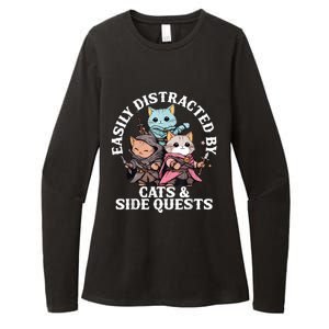 Rpg Gamer Cats Side Quest Distracted Nerdy Tabletop Fun Womens CVC Long Sleeve Shirt