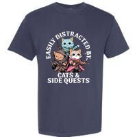 Rpg Gamer Cats Side Quest Distracted Nerdy Tabletop Fun Garment-Dyed Heavyweight T-Shirt