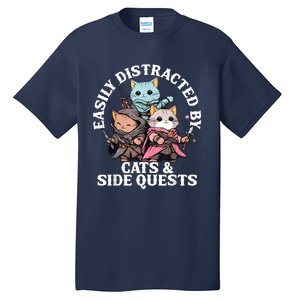 Rpg Gamer Cats Side Quest Distracted Nerdy Tabletop Fun Tall T-Shirt