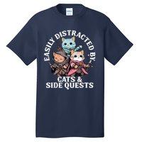 Rpg Gamer Cats Side Quest Distracted Nerdy Tabletop Fun Tall T-Shirt