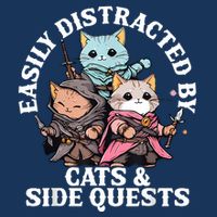 Rpg Gamer Cats Side Quest Distracted Nerdy Tabletop Fun Button