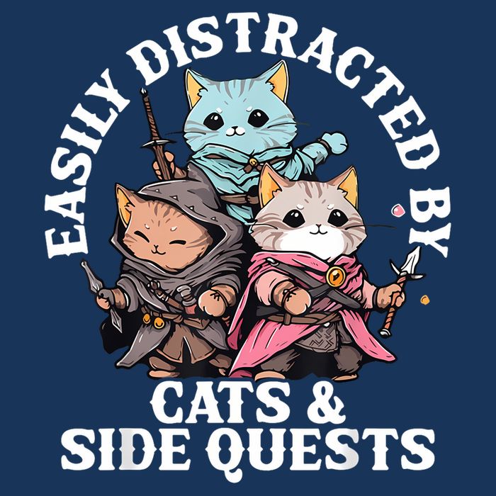 Rpg Gamer Cats Side Quest Distracted Nerdy Tabletop Fun Button