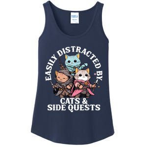 Rpg Gamer Cats Side Quest Distracted Nerdy Tabletop Fun Ladies Essential Tank