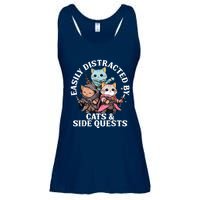 Rpg Gamer Cats Side Quest Distracted Nerdy Tabletop Fun Ladies Essential Flowy Tank