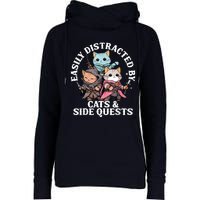 Rpg Gamer Cats Side Quest Distracted Nerdy Tabletop Fun Womens Funnel Neck Pullover Hood