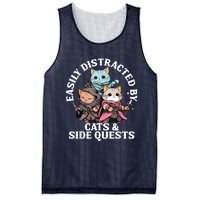 Rpg Gamer Cats Side Quest Distracted Nerdy Tabletop Fun Mesh Reversible Basketball Jersey Tank