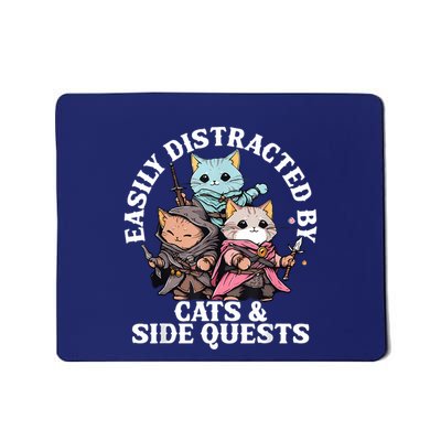 Rpg Gamer Cats Side Quest Distracted Nerdy Tabletop Fun Mousepad