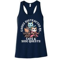 Rpg Gamer Cats Side Quest Distracted Nerdy Tabletop Fun Women's Racerback Tank