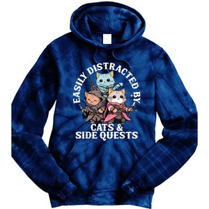 Rpg Gamer Cats Side Quest Distracted Nerdy Tabletop Fun Tie Dye Hoodie