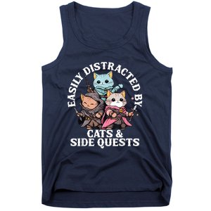 Rpg Gamer Cats Side Quest Distracted Nerdy Tabletop Fun Tank Top