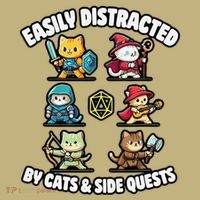 Rpg Gamer Cats Side Quests D20 Dice Nerdy Cat Button