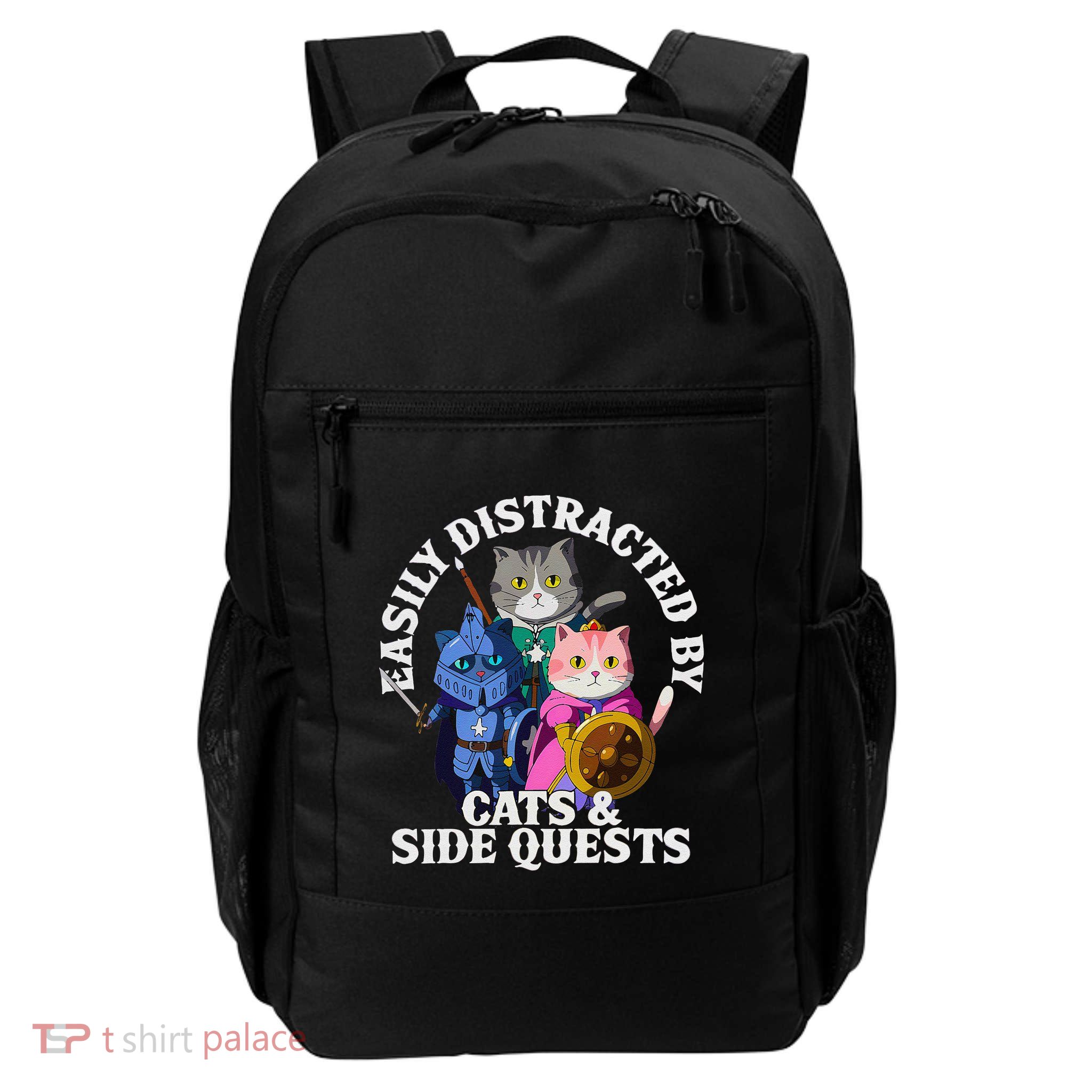 Rpg Gamer Cats Side Quests D20 Dice Nerdy Cat Daily Commute Backpack