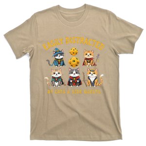 Rpg Gamer Cats Side Quests D20 Dice Nerdy Cat T-Shirt