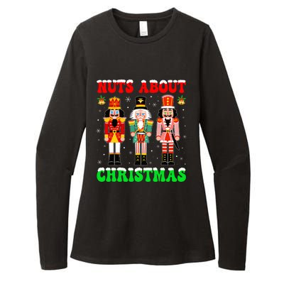 Retro Groovy Christmas Nuts About Christmas Nutcracker Womens CVC Long Sleeve Shirt