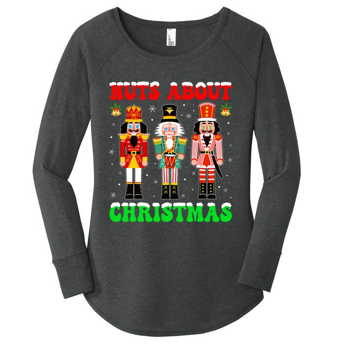 Retro Groovy Christmas Nuts About Christmas Nutcracker Women's Perfect Tri Tunic Long Sleeve Shirt