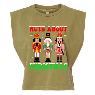 Retro Groovy Christmas Nuts About Christmas Nutcracker Garment-Dyed Women's Muscle Tee